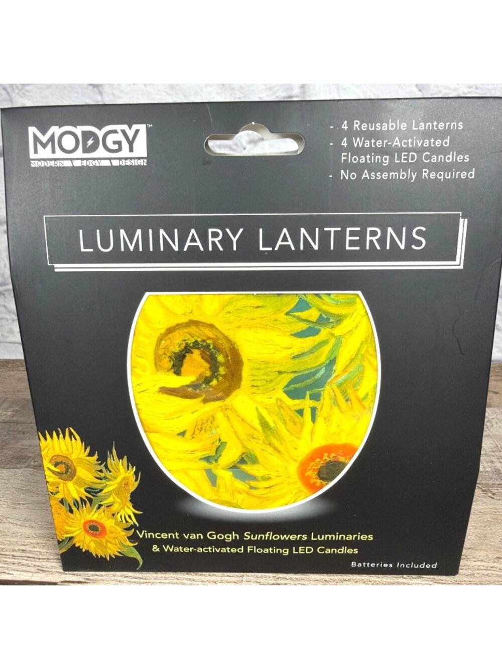 Yellow Flower Luminary Lanterns Set of 4 Floating Flameless LED Candles Reusable - Picture 9 of 9